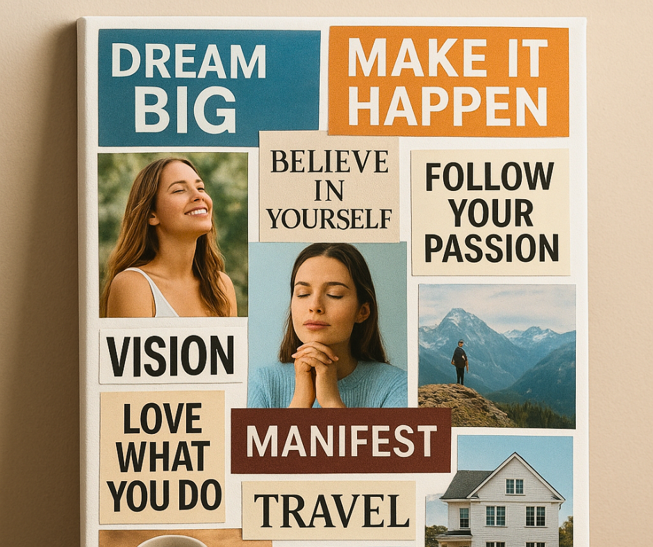 Ein Visionboard auf Leinwand